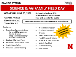 Science & Ag Family Field Day June 30, 2021