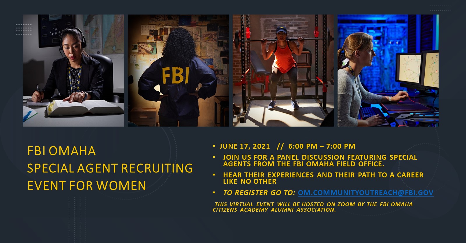 Fbi Omaha Special Agent Recruiting Event For Women June 17 2021 Announce University Of