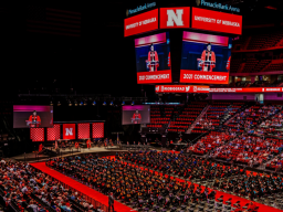 The university will hold August 2021 commencement exercises in Pinnacle Bank Arena, shown here during the graduate ceremony on May 7. The event will include summer 2021 graduates and 2020 alumni who, due to COVID-19 restrictions, were unable to participat