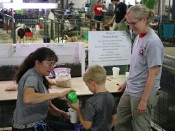 One of the hands-on activities at the Fun on the Farm Kid Zone at the Super Fair is planting crop seeds to take home.
