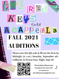 The Red Keys Co-ed A cappella Fall 2021 Auditions