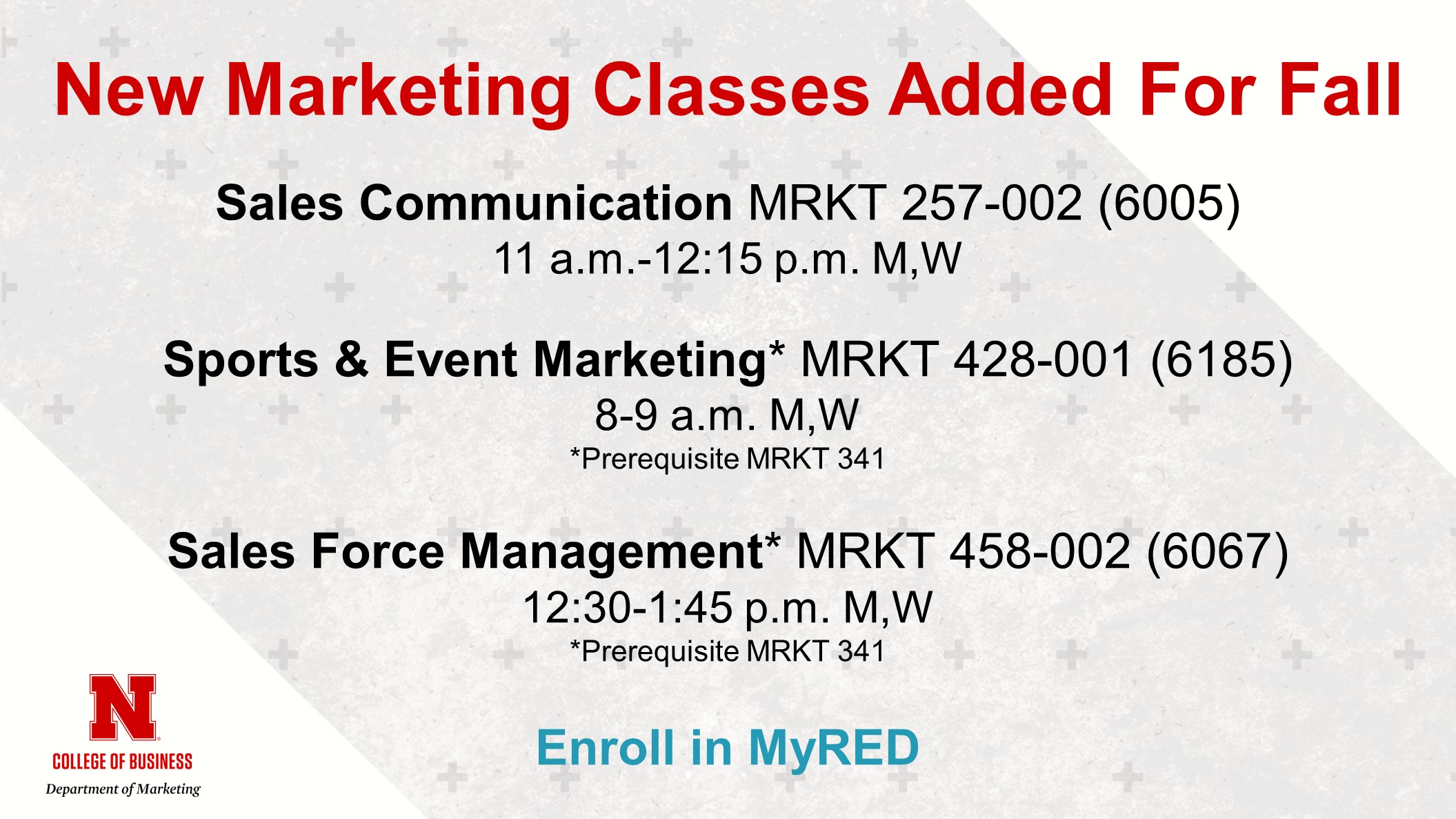 New Marketing classes added for Fall