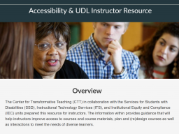 Landing page for the Accessibility & UDL Instructor Resource