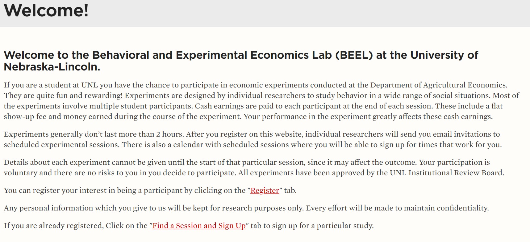 Looking for Student Participants for Economic Experiments