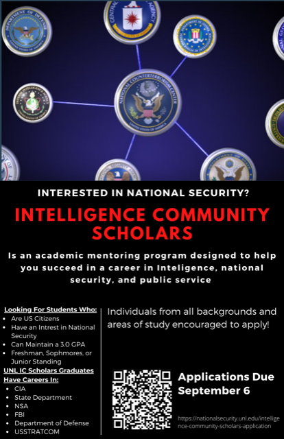 Intelligence Community Scholars - Apply by September 6th!