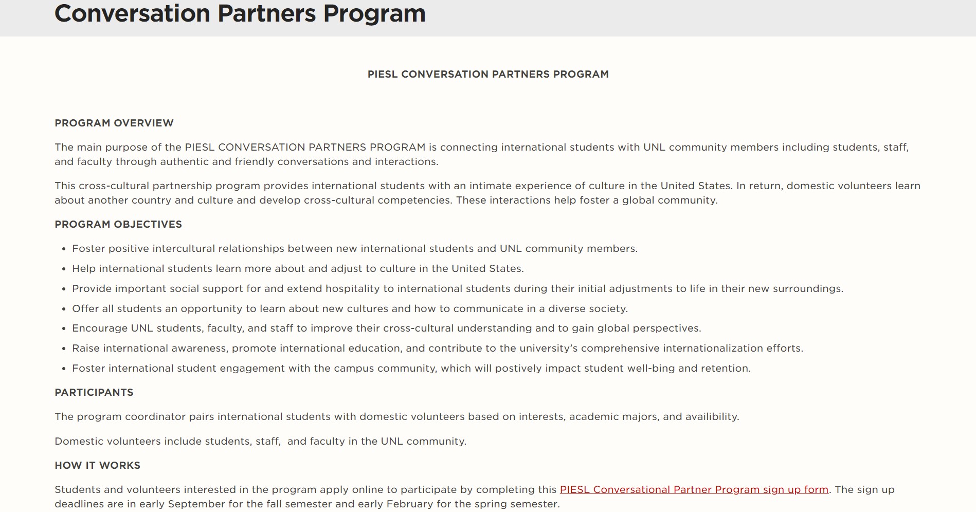 PiESL Conversational Partners Program