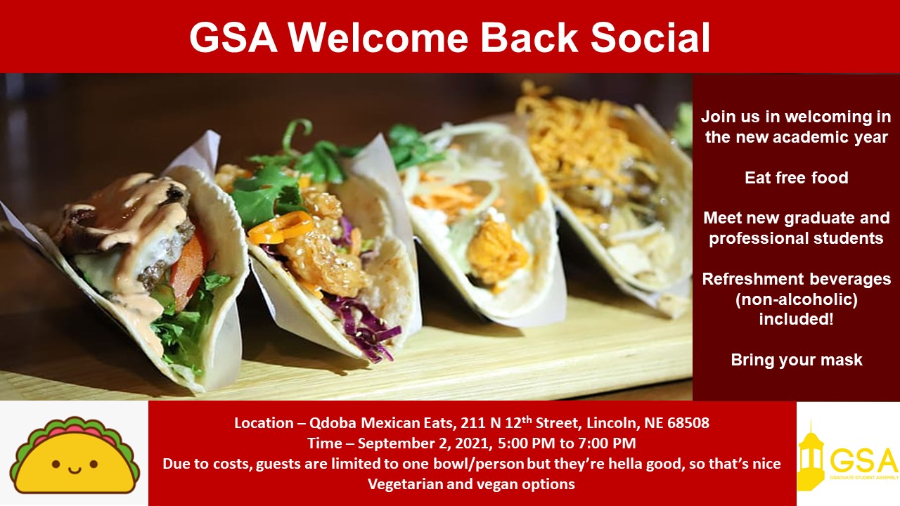 Come enjoy free food and good times with your fellow grad students! Vegan and vegetarian options will be available.