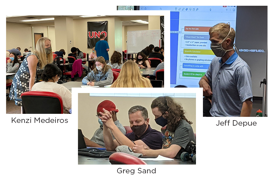 Former NebraskaMATH participants Jeff Depue, Kenzi Medeiros, and Greg Sand are three of the eight instructors on the team, who began working together in June 2021. 