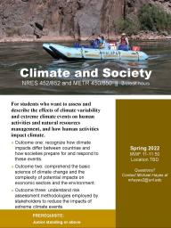 METR 450/850: Climate and Society for Spring 2022!