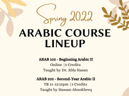 Spring 2022 Arabic Course Lineup