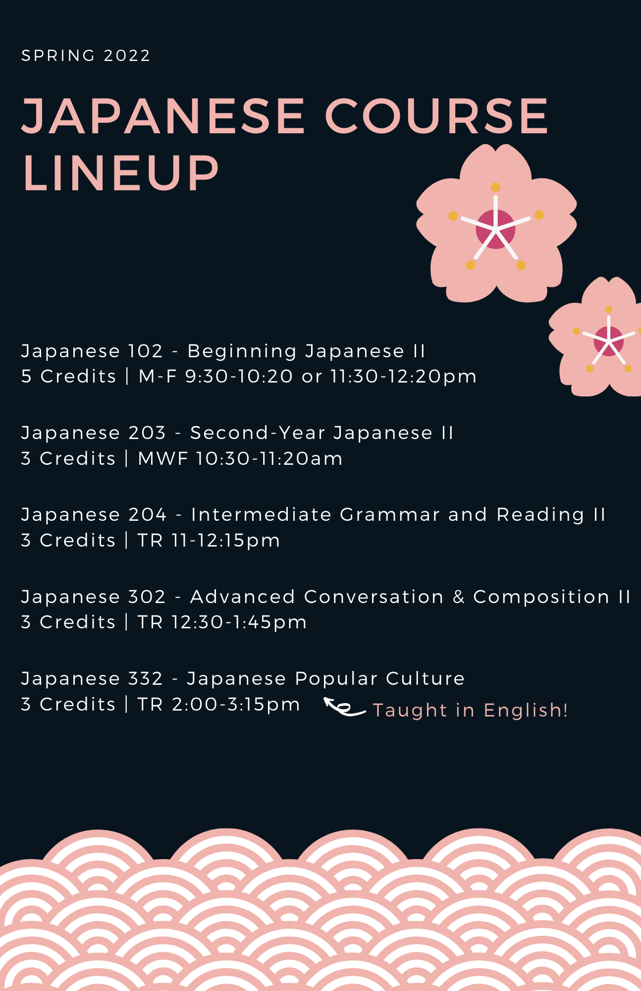 Spring 2022 Japanese Course Lineup