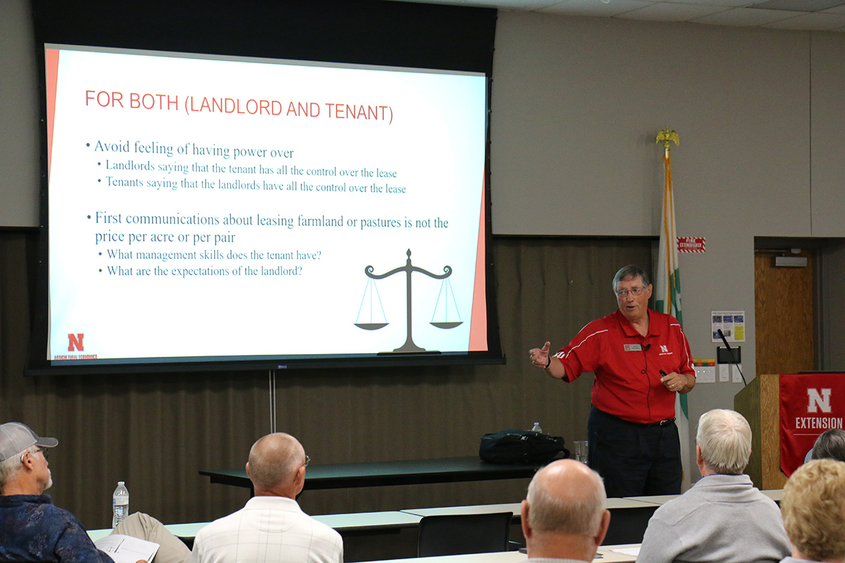 Extension Educator Allan Vyhnalek at the Ag Land Management Workshop held in August.