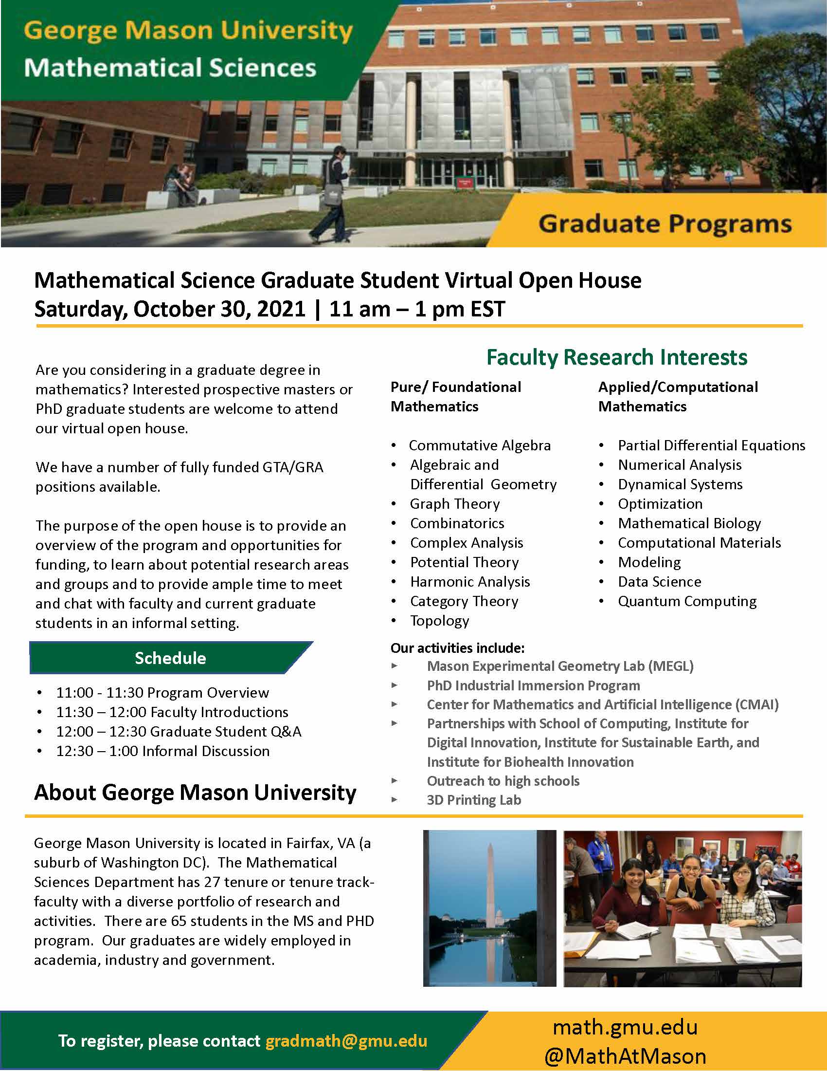 Gmu Academic Calendar 2022 George Mason University Virtual Mathematics Graduate Open House | Announce  | University Of Nebraska-Lincoln