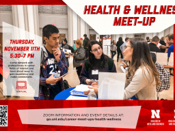 Are you interested in learning more about the fields of Health & Wellness? If so, please attend the upcoming Career Meet-Up Event where you can connect and learn from professionals in these fields.