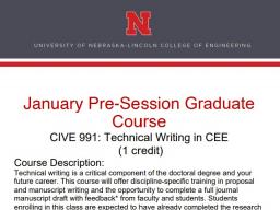 January Pre-Session Graduate Course