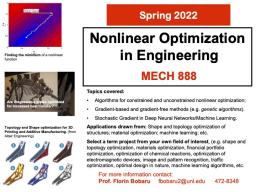 MECH 888: Nonlinear Optimization in Engineering
