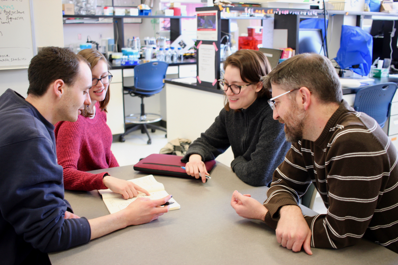 Writing fellows meeting with faculty partner, Clay Cressler