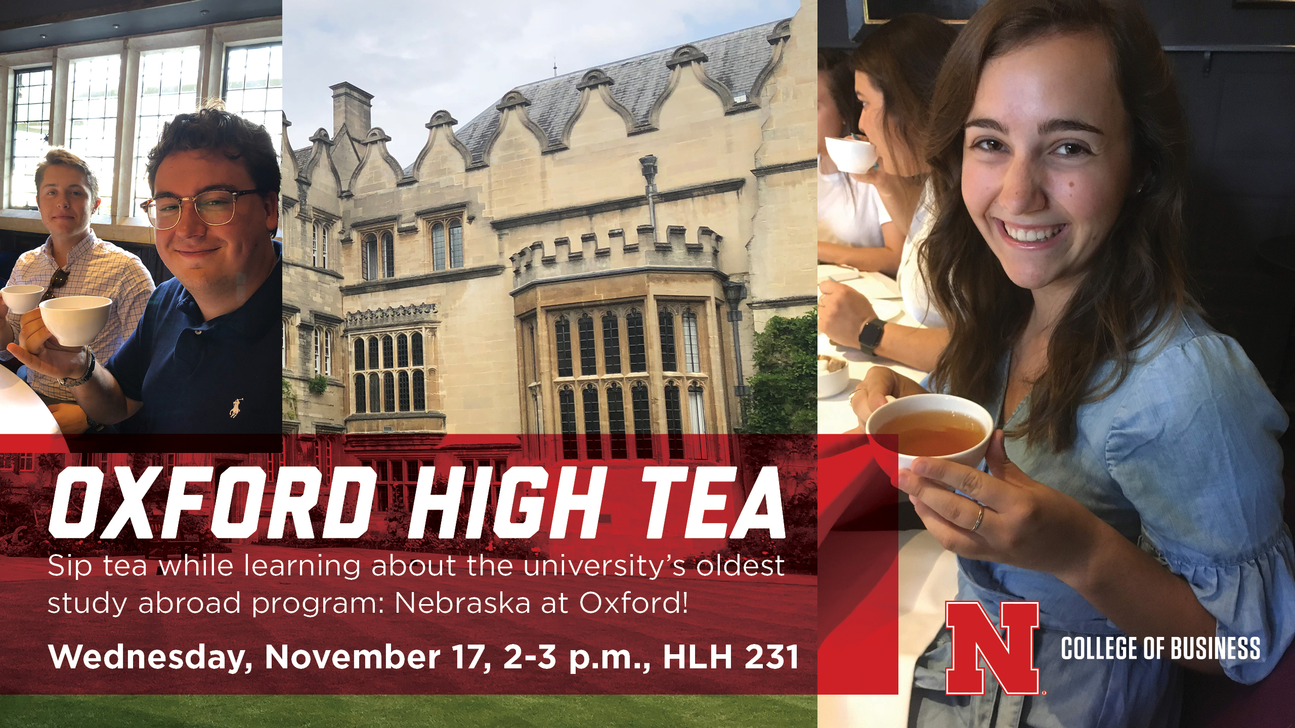 Oxford High Tea | 2 p.m. in HLH 231 | Wednesday, Nov. 17