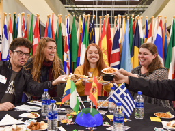 Students and staff enjoyed a variety of dishes from ethnic restaurants at the 2019 Global Café and Connections event during International Education Week // College of Business 