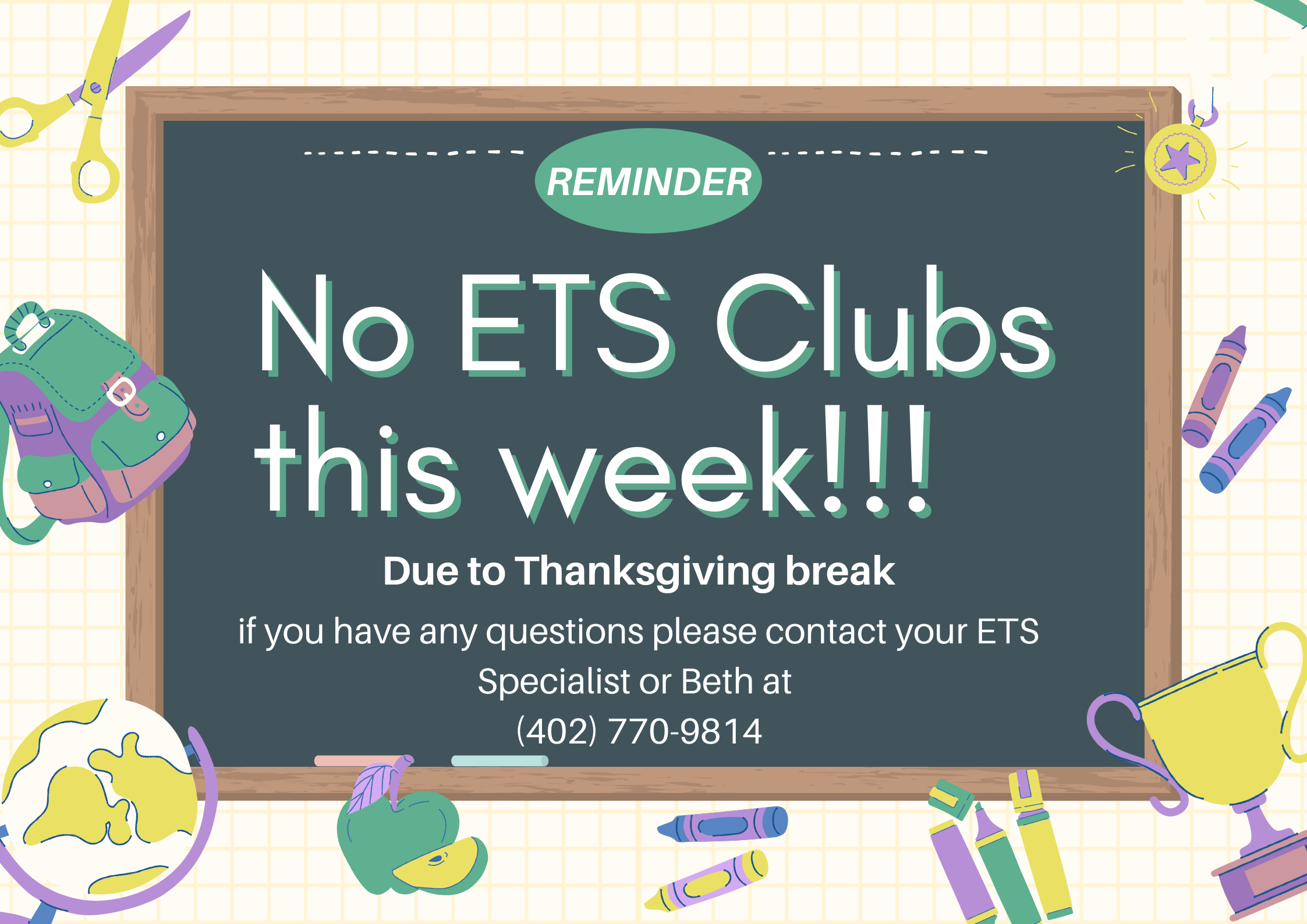 No ETS Club this week