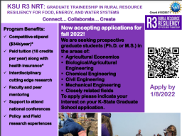KSU R3 NRT: GRADUATE TRAINEESHIP IN RURAL RESOURCE RESILIENCY FOR FOOD, ENERGY, AND WATER SYSTEMS