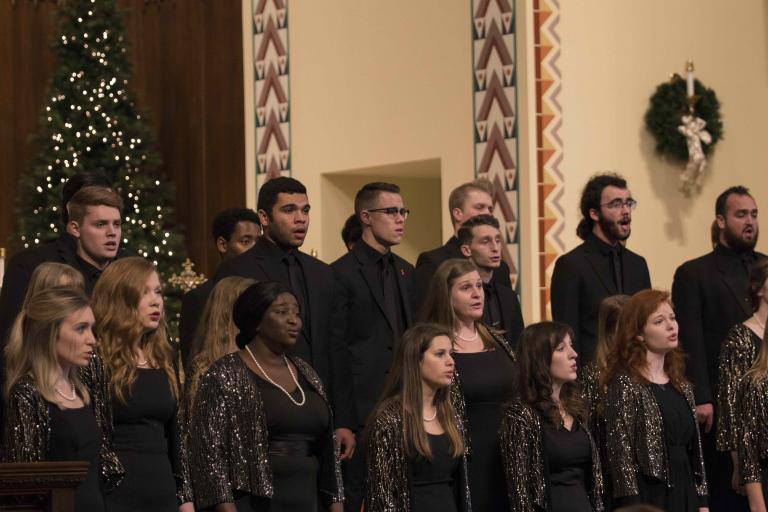 Five traditional choirs from the Glenn Korff School of Music will combine for the holiday favorite Welcome All Wonders choral concert on Dec. 5 at the Newman Center.