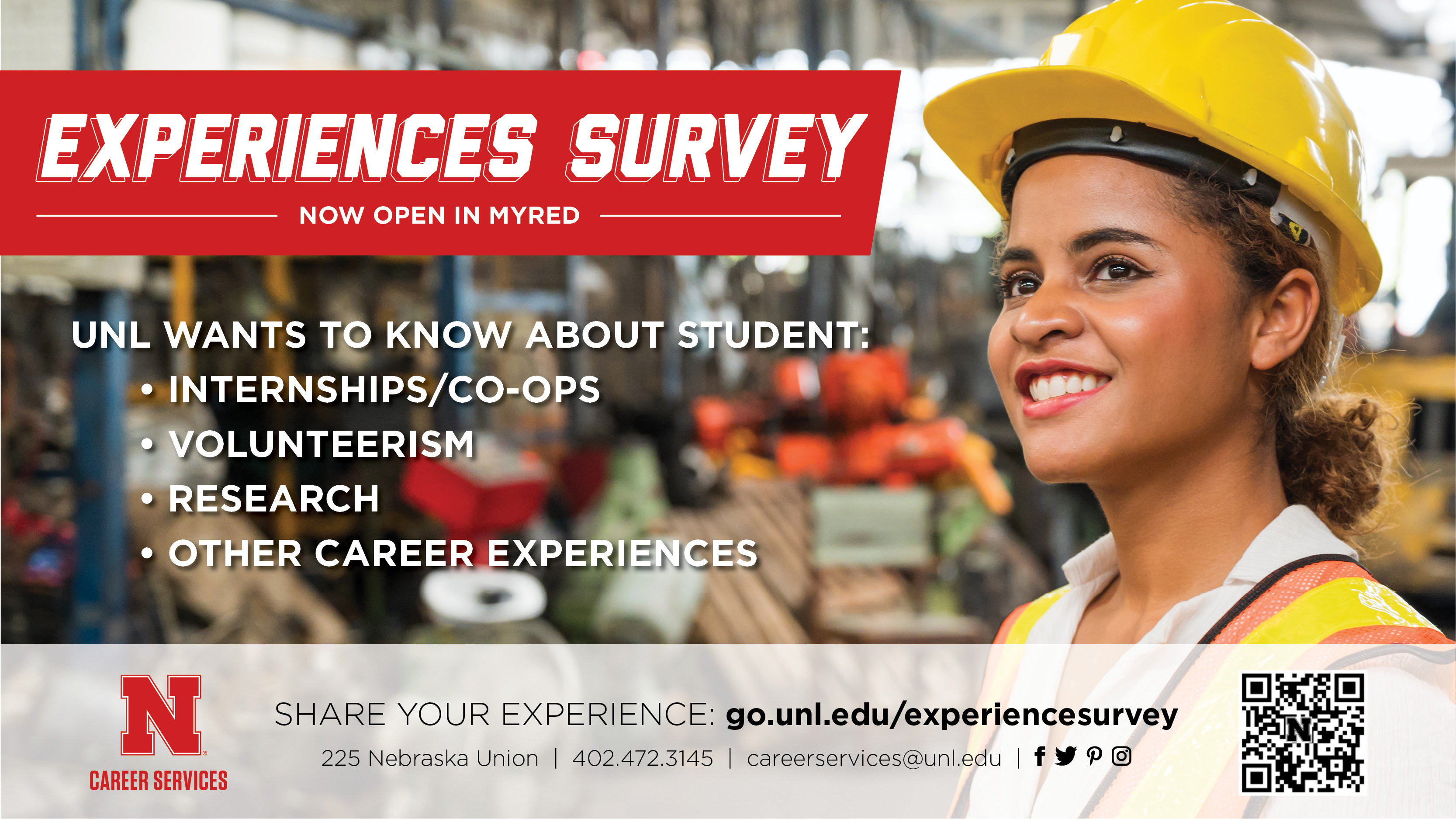 Encourage students to participate in the UNL Career Services Experiences Survey.
