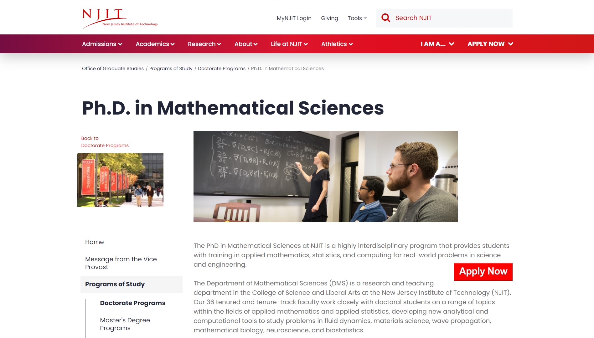 PhD programs in applied mathematics and applied statistics at NJIT