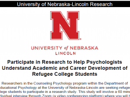 Flyer: Recruiting Refugee College Students to Join Research 