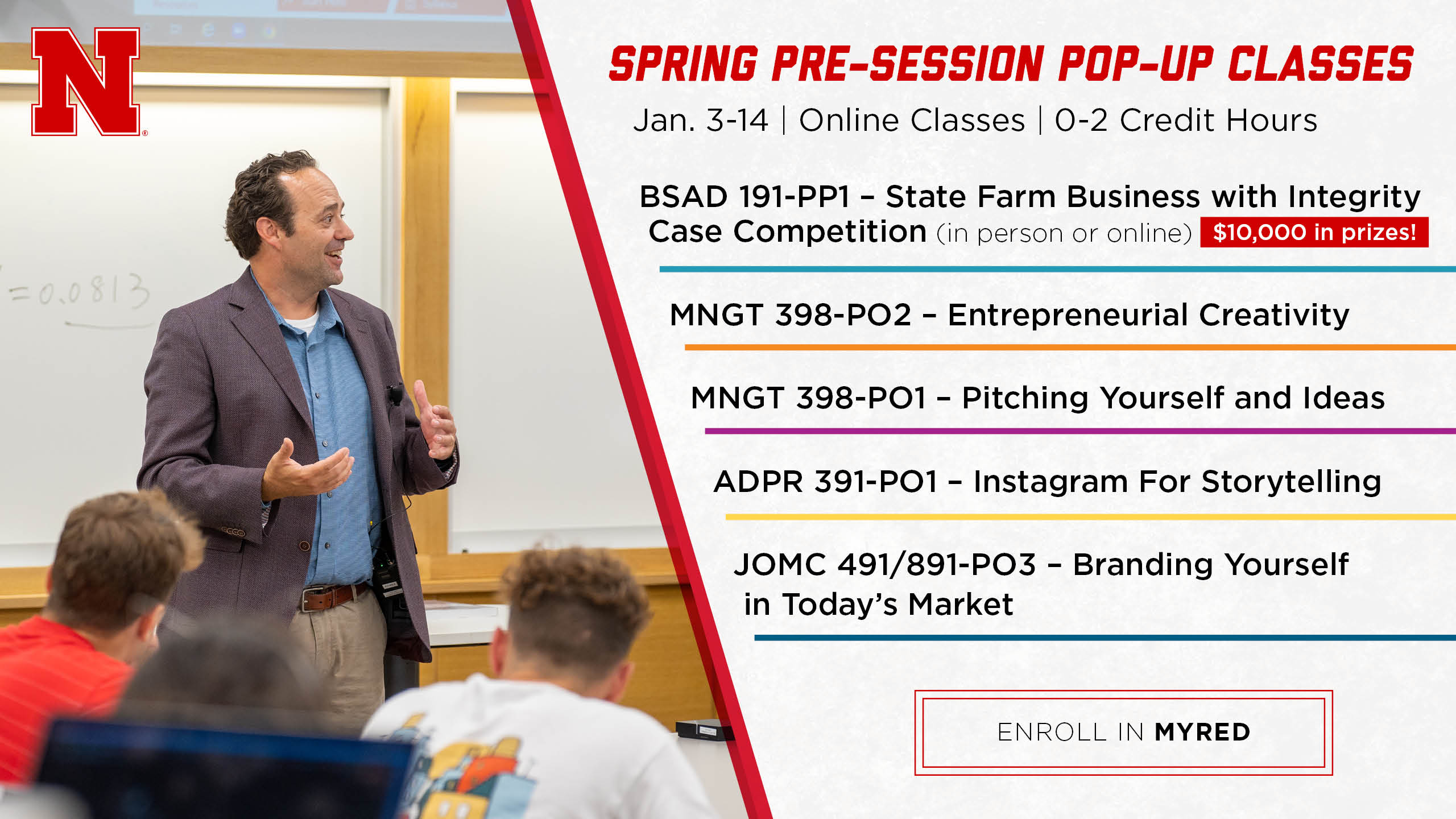 Spring pre-sesion pop-up classes explore topics from entrepreneurship to personal branding.