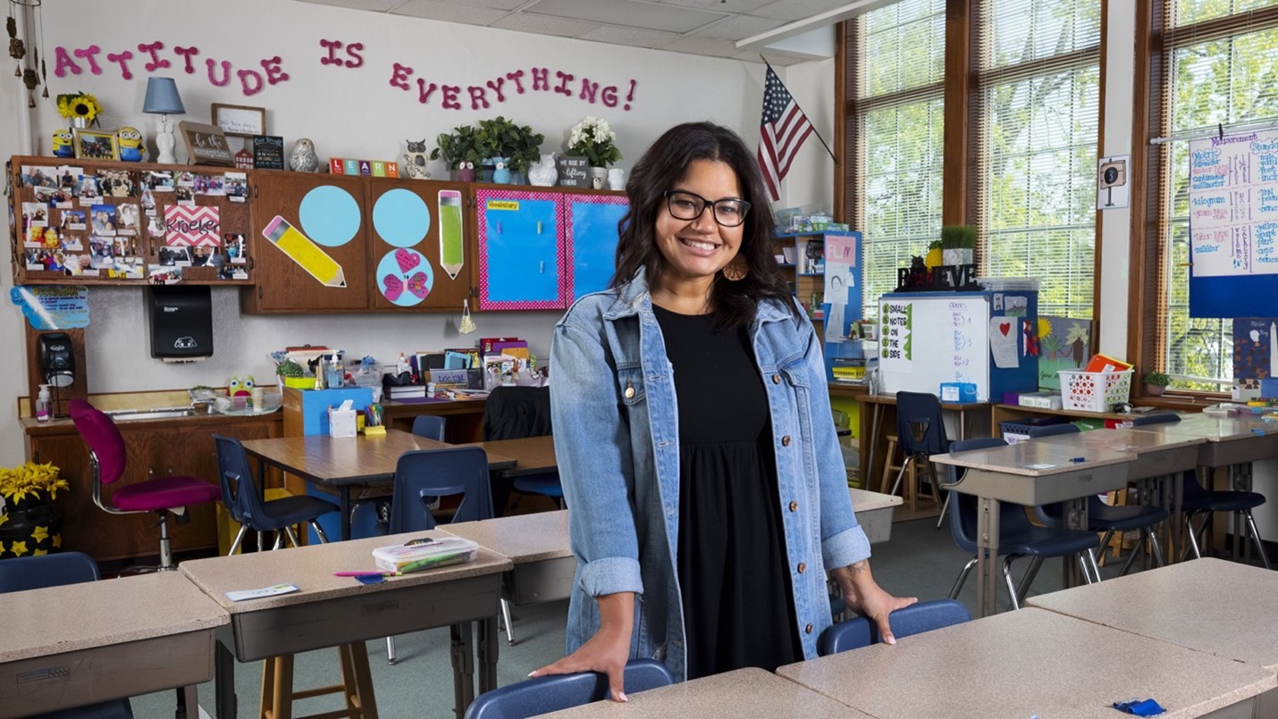 Student in a classroom