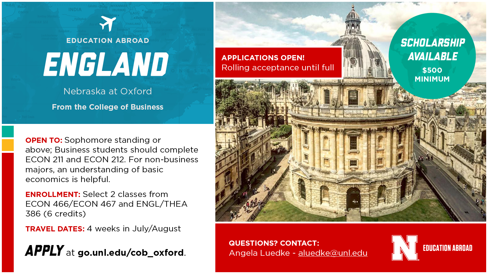 Nebraska at Oxford scholarships Available!