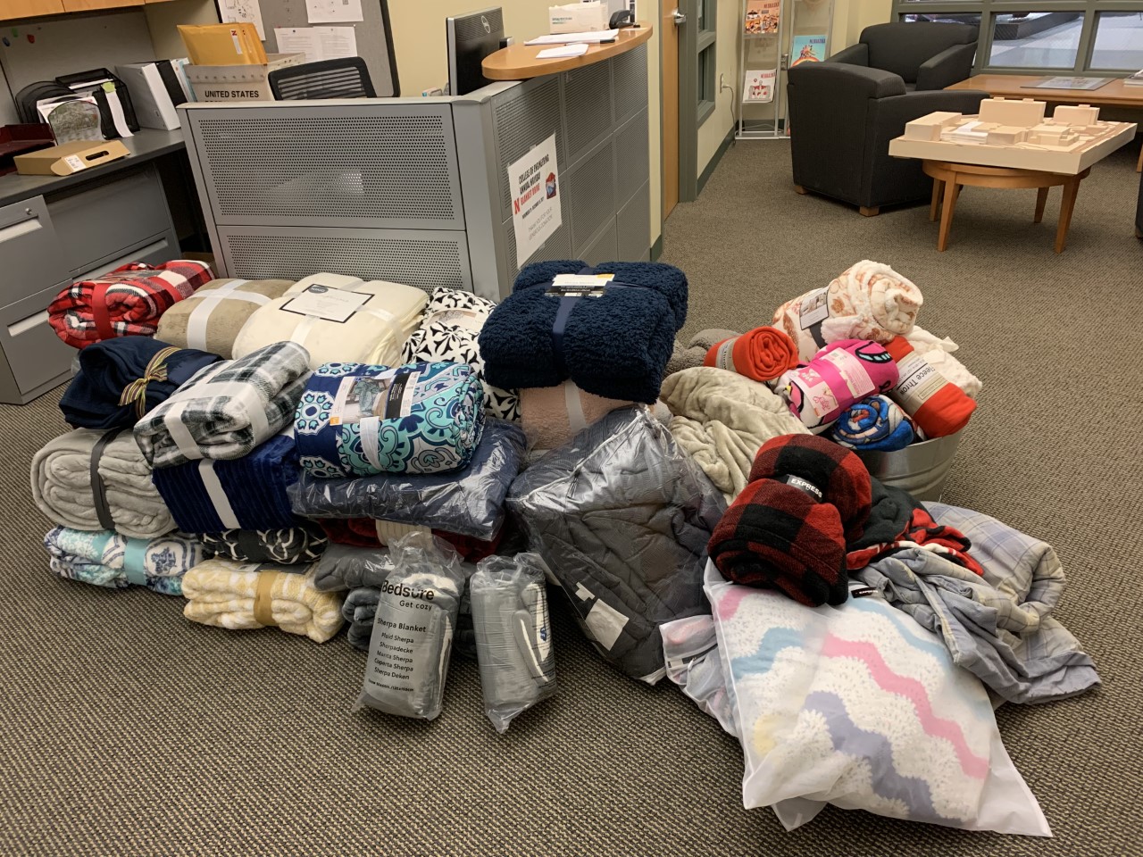Blankets donated for the annual holiday drive