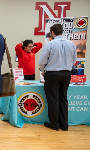 Huskers meet with representatives from City Year during the first day of the Fall Nonprofit in Residence