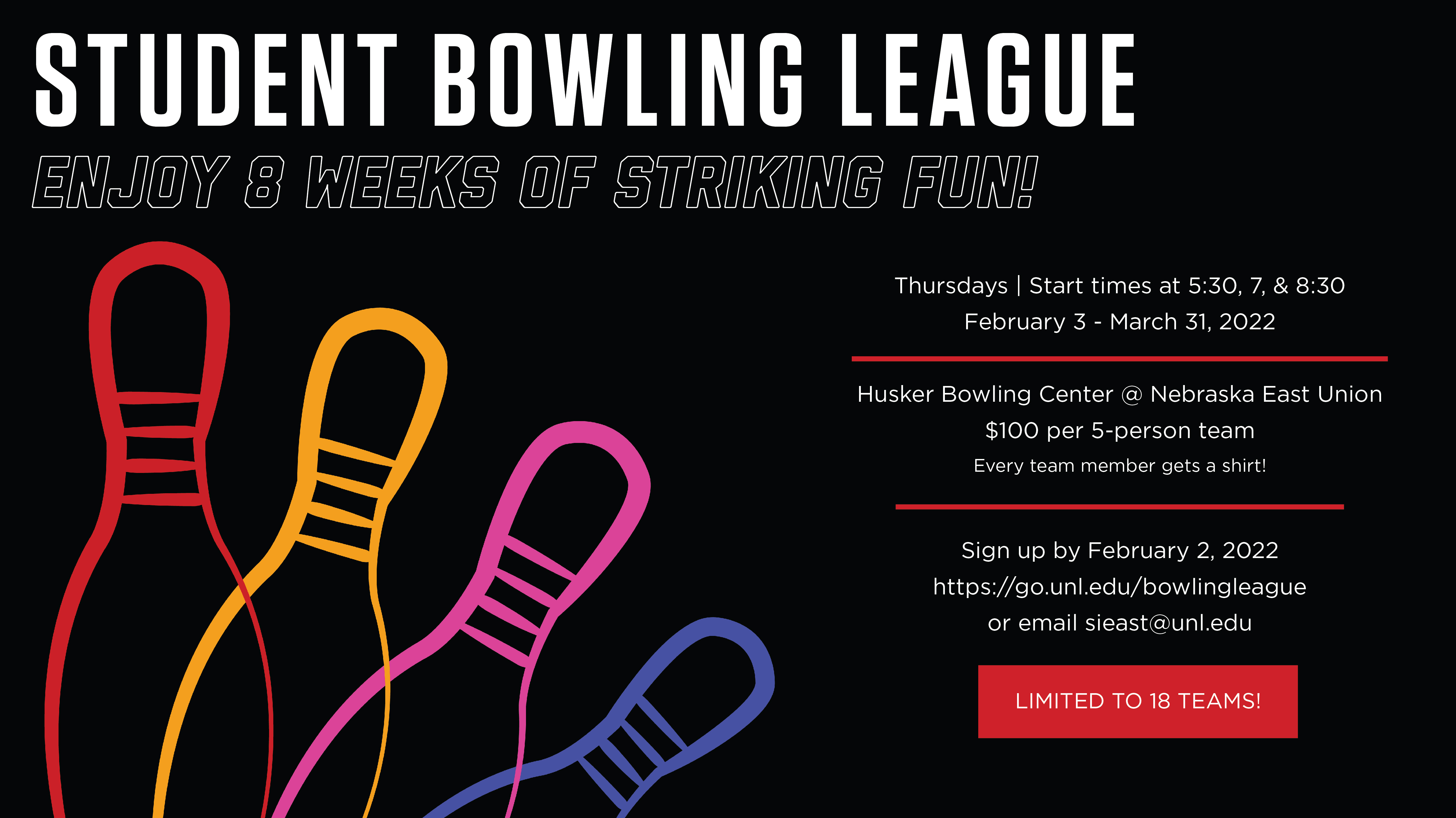 Student Bowling League starts Feb. 3.