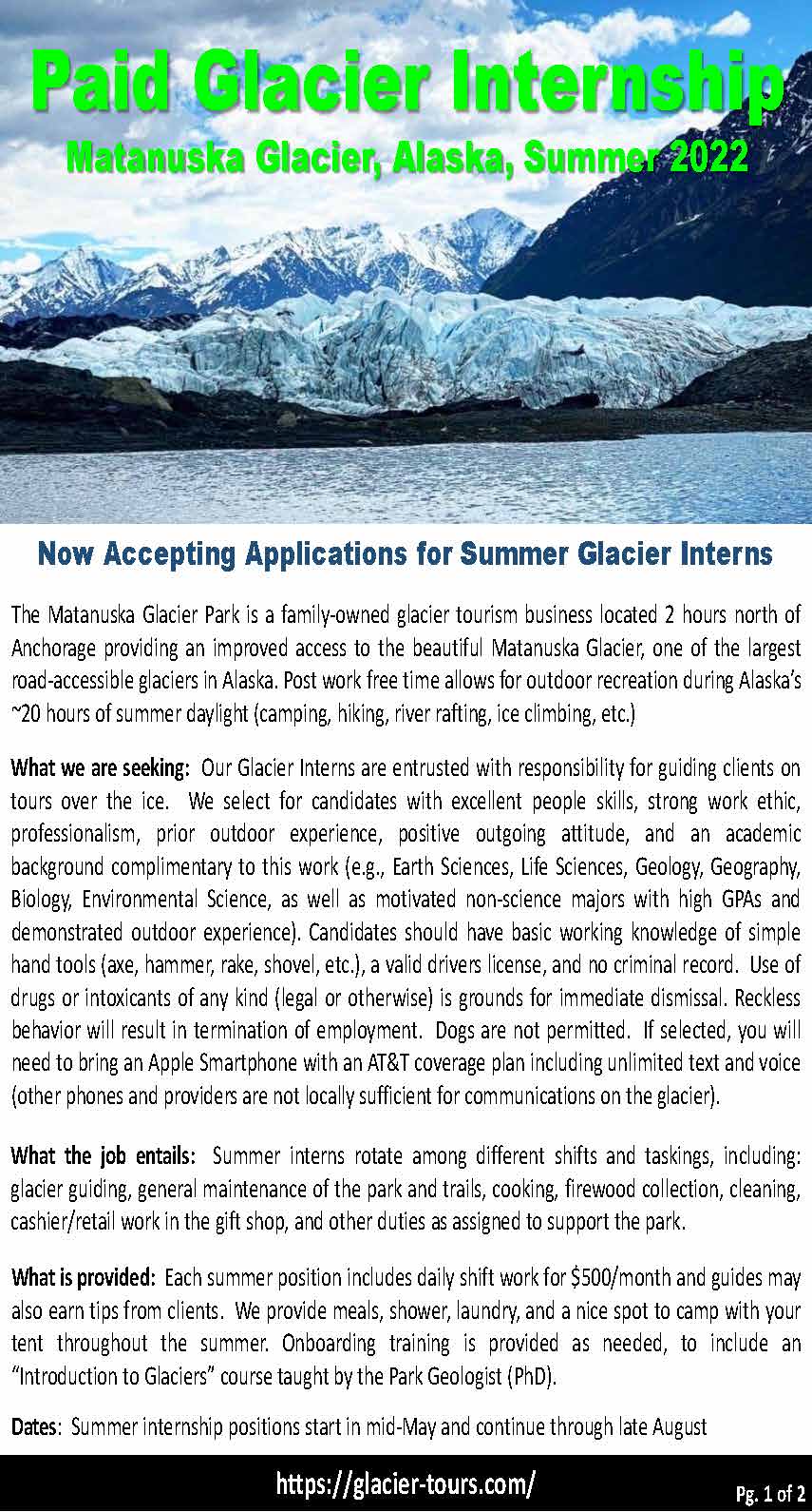 Matanuska Summer Internship 2022