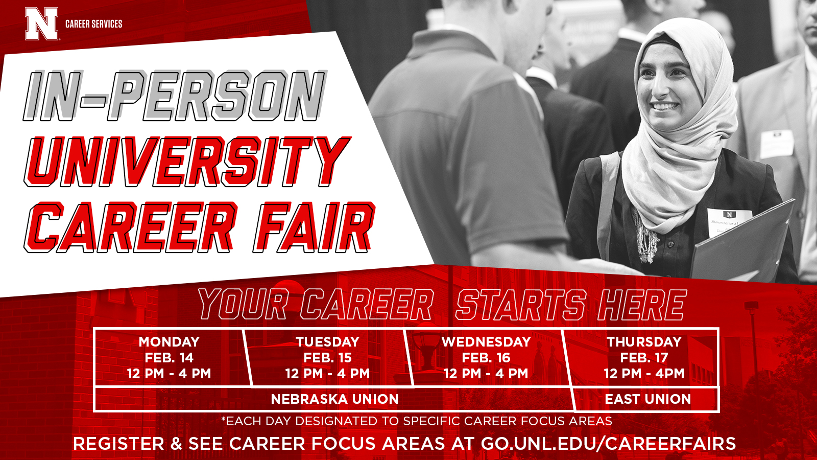 In Person University Career Fair infographic 