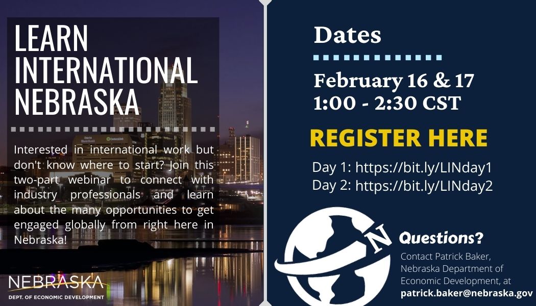 Learn International Nebraska webinar infographic 