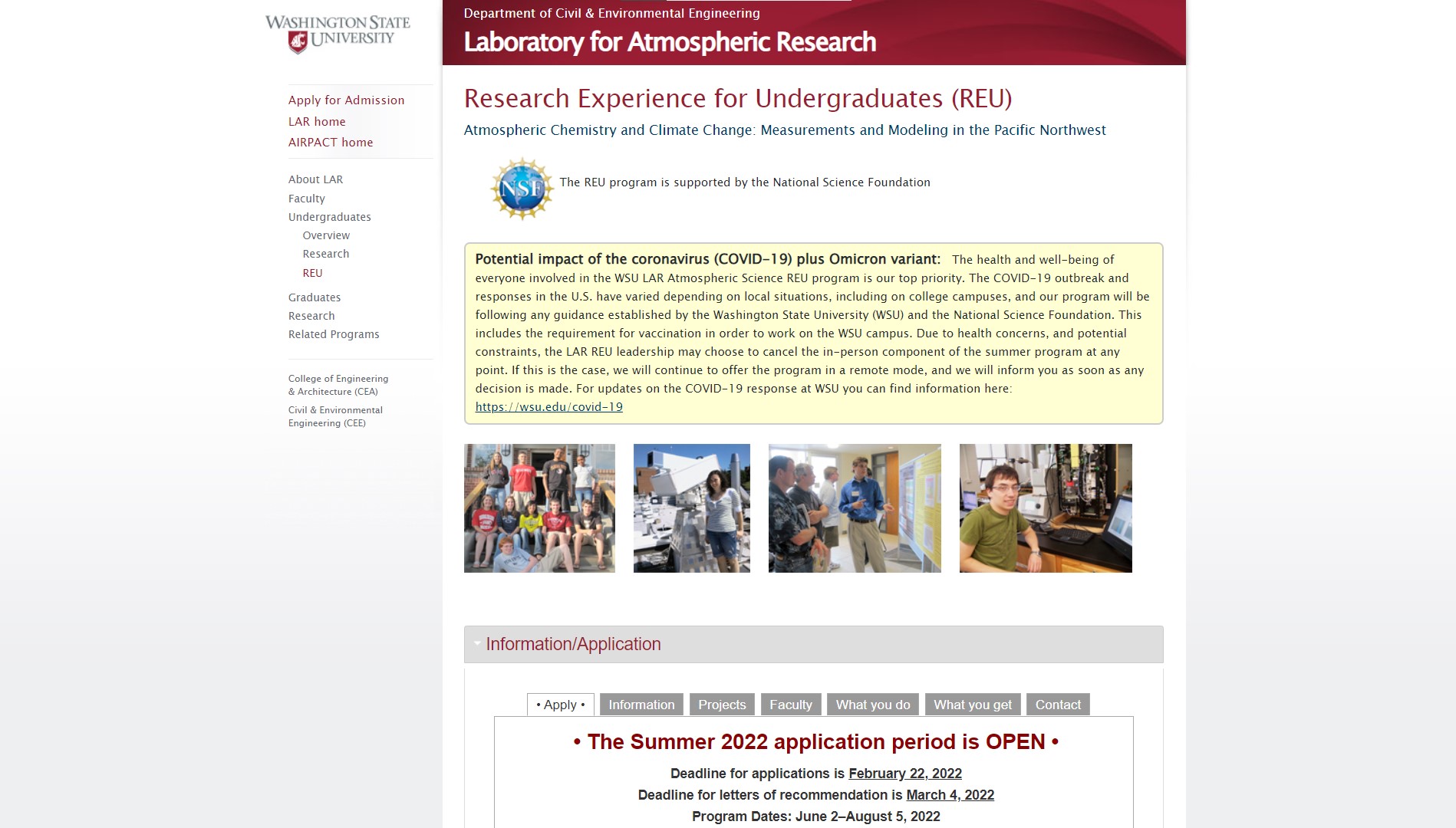 Atmospheric Chemistry and Climate Change REU