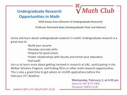 Math Club: Undergraduate Research Opportunities in Math