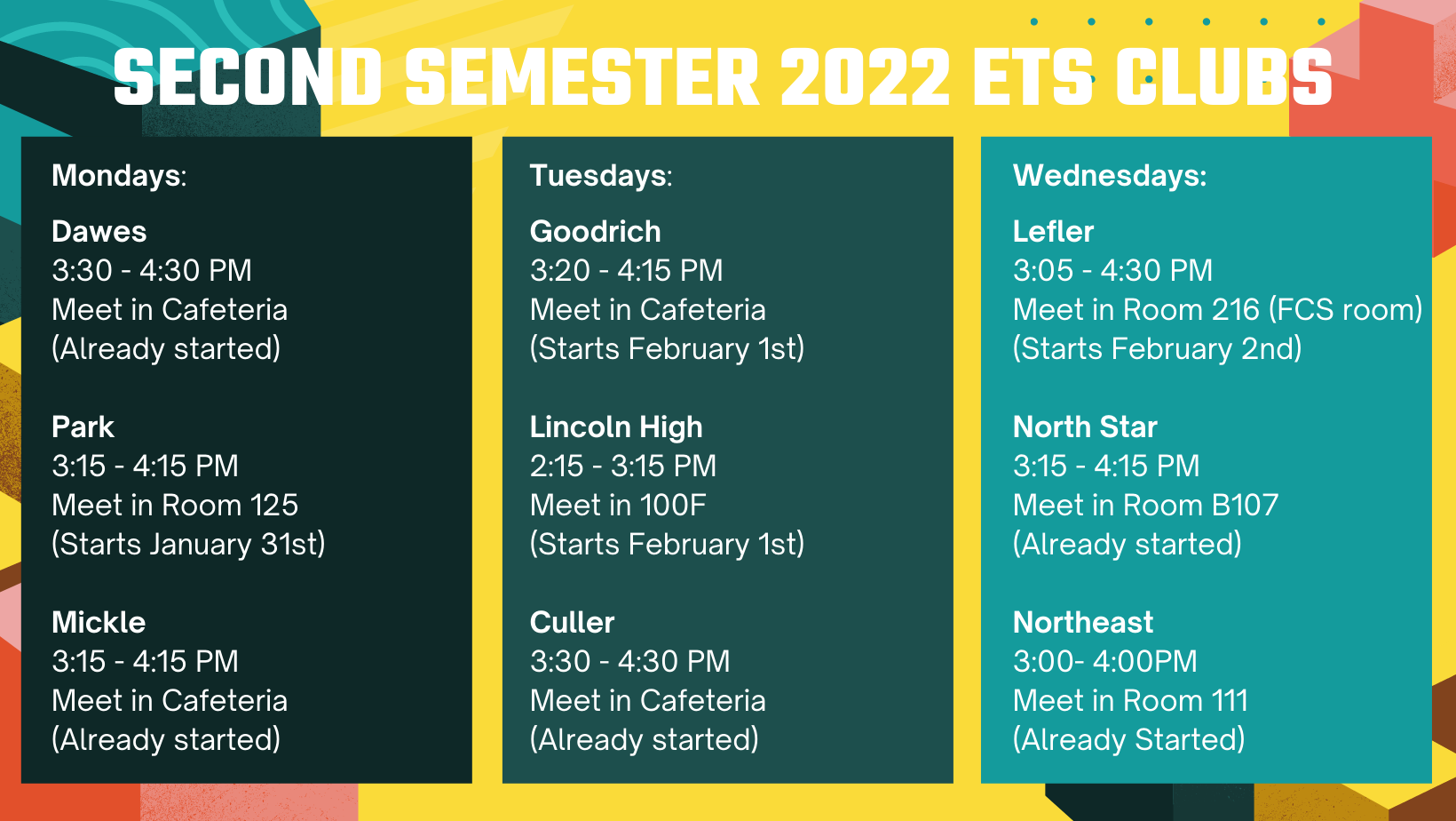 Second Semester 2022 ETS Clubs