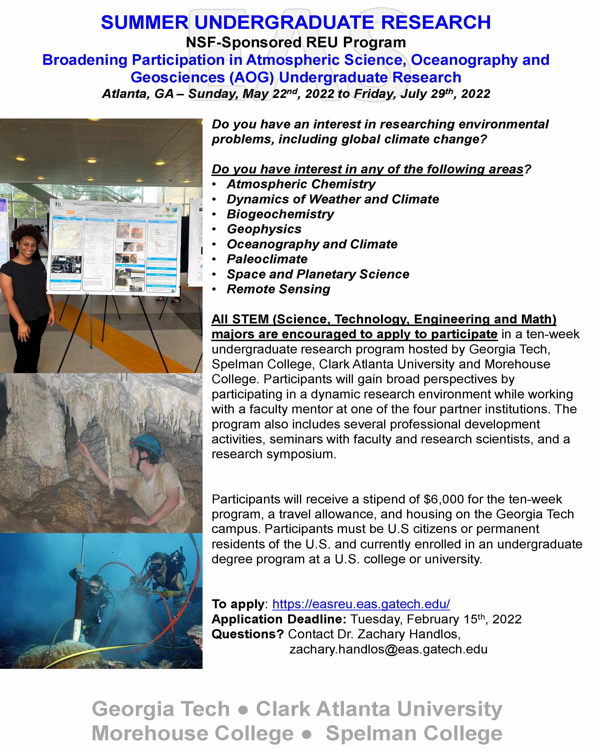 Broadening Participation in Atmospheric Science, Oceanography and Geosciences Undergraduate Research