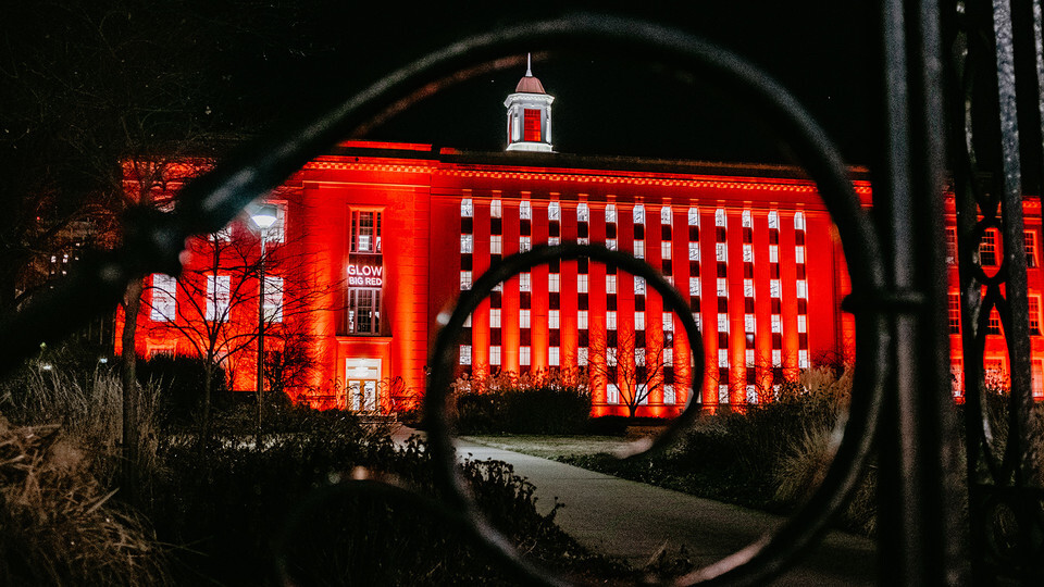 Love Library bathed in GlowBigRed