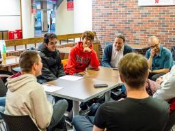 Students meet twice weekly for Coffee Talks, a program that brings together domestic and international students for conversations on campus life, culture and more.