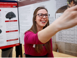 A student presents undergraduate research in 2019. 