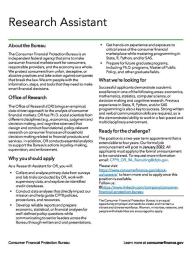 Consumer Financial Protection Bureau’s Office of Research's Research Assistant Position