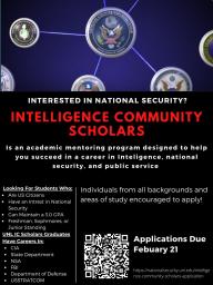 Intelligence Community Scholars Applications Due February 21!