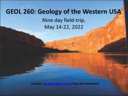 2022 Walker Trip - GEOL 260: Geology of the Western USA