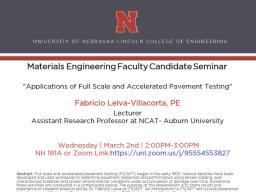 Materials Engineering Faculty Candidate Seminar 