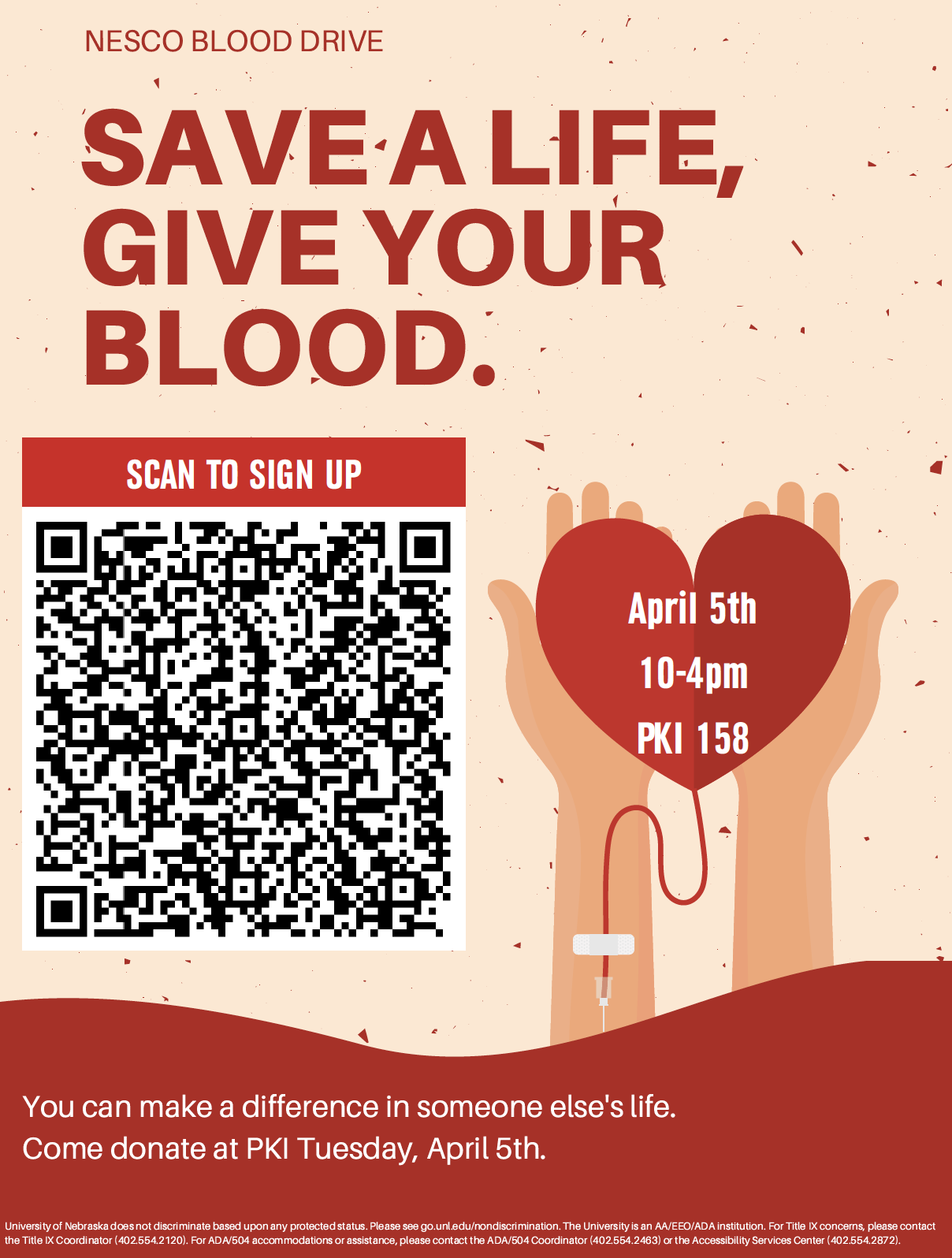 NESCO Blood Drive is Tuesday, April 5.